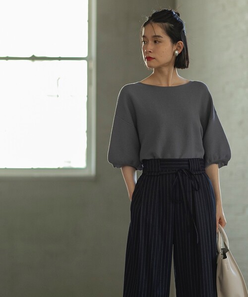 OPAQUE.CLIP（オペークドットクリップ）の「◆UVボートネックコットンニット/ボリューム袖【洗濯機洗い可】（ニット/セーター・レディース・グリーン/ブラック/ブラウン系その他/ライトブルー/ライトグレー/ボルドー・40/36/38/42）」の19枚目の写真