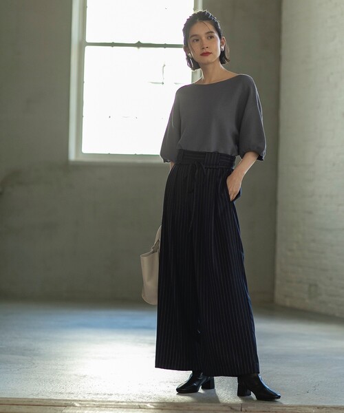 OPAQUE.CLIP（オペークドットクリップ）の「◆UVボートネックコットンニット/ボリューム袖【洗濯機洗い可】（ニット/セーター・レディース・グリーン/ブラック/ブラウン系その他/ライトブルー/ライトグレー/ボルドー・40/36/38/42）」の21枚目の写真