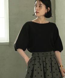 OPAQUE.CLIP | UVボートネックコットンニット/ボリューム袖【洗濯機洗い可】(ニット/セーター)