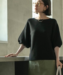 OPAQUE.CLIP | UVボートネックコットンニット/ボリューム袖【洗濯機洗い可】(ニット/セーター)