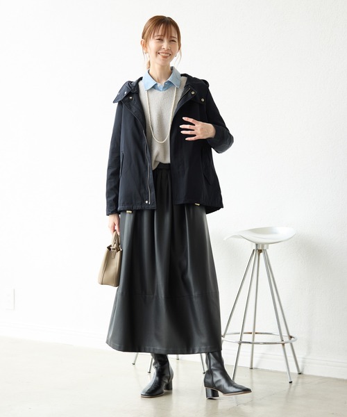 ROPE' PICNIC(ロペピクニック)の「花粉ガード/ライナー付きメモリーツイルマウンテンパーカー(マウンテンパーカー・レディース・ベージュ/ネイビー/ブラウン/カーキ/ブラック・38/40)」の10枚目の写真