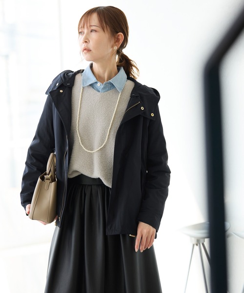 ROPE' PICNIC(ロペピクニック)の「花粉ガード/ライナー付きメモリーツイルマウンテンパーカー(マウンテンパーカー・レディース・ベージュ/ネイビー/ブラウン/カーキ/ブラック・38/40)」の13枚目の写真