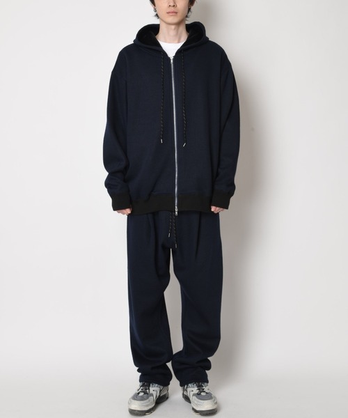 ダブルフェイス裏起毛ルーズパンツ(ユニセックス)Wide knitted