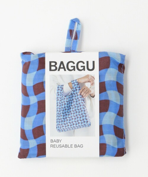 BAGGU（バグー）の「＜BAGGU＞ウェービーギンガム ポケッタブルバッグ/BABY（エコバッグ/サブバッグ・レディース・コバルトブルー/ライトピンク・FREE）」の16枚目の写真