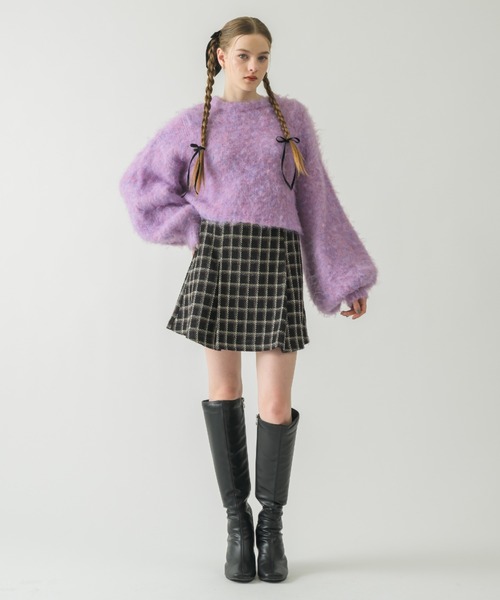 idem（イデム）の「back ribbon mohair knit/バックリボンモヘアニット（ニット/セーター・レディース・パープル/アイボリー・FREE）」の19枚目の写真