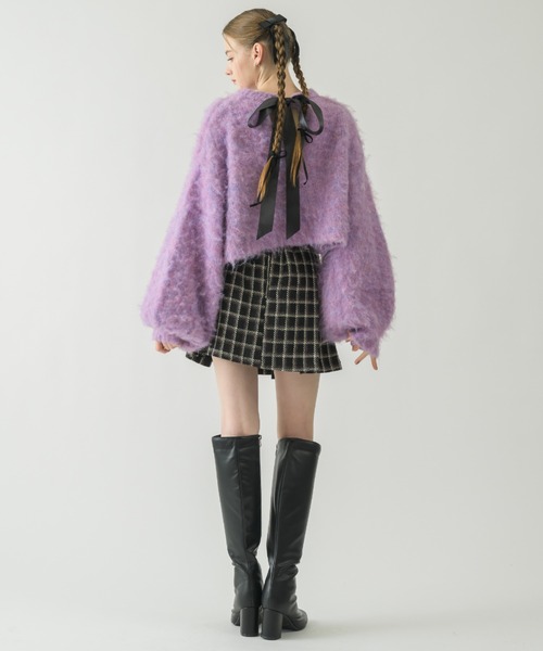 idem（イデム）の「back ribbon mohair knit/バックリボンモヘアニット（ニット/セーター・レディース・パープル/アイボリー・FREE）」の20枚目の写真