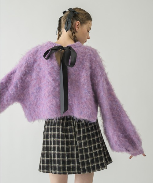idem（イデム）の「back ribbon mohair knit/バックリボンモヘアニット（ニット/セーター・レディース・パープル/アイボリー・FREE）」の15枚目の写真