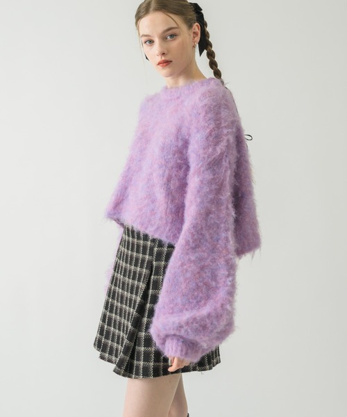 idem（イデム）の「back ribbon mohair knit/バックリボンモヘアニット（ニット/セーター・レディース・パープル/アイボリー・FREE）」の16枚目の写真