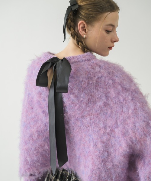 idem（イデム）の「back ribbon mohair knit/バックリボンモヘアニット（ニット/セーター・レディース・パープル/アイボリー・FREE）」の17枚目の写真