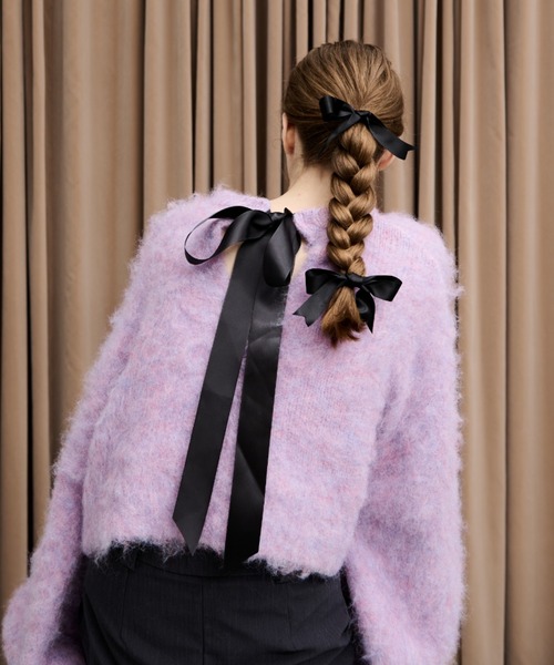 idem（イデム）の「back ribbon mohair knit/バックリボンモヘアニット（ニット/セーター・レディース・パープル/アイボリー・FREE）」の22枚目の写真