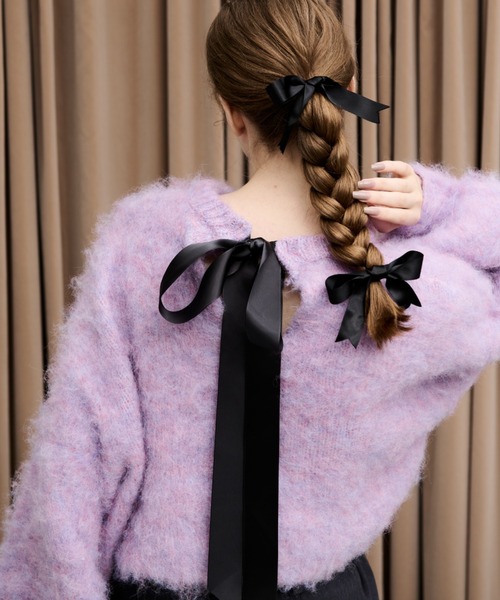idem（イデム）の「back ribbon mohair knit/バックリボンモヘアニット（ニット/セーター・レディース・パープル/アイボリー・FREE）」の21枚目の写真