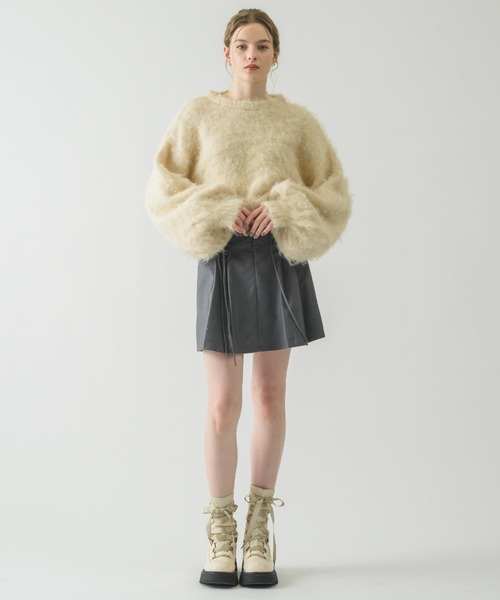 idem（イデム）の「back ribbon mohair knit/バックリボンモヘアニット（ニット/セーター・レディース・パープル/アイボリー・FREE）」の13枚目の写真