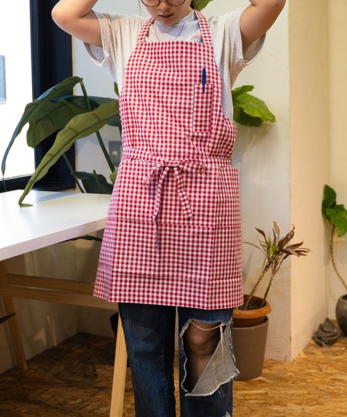 ∴【 tradition acoustic. / トラディション アコースティック】 日本製 ホルターネック ギンガムチェック エプロン TDI（エプロン）｜TRADITION ACOUSTIC.（トラディションアコースティック）