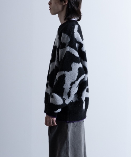 NYLAUS(ナイラス)の「Mohair Like Whole Pattern Loose Knit Sweater / モヘアライク 総柄 ルーズ ニットセーター(ニット/セーター・メンズ・ブラック系/グレー系/パープル系・M/L)」の13枚目の写真