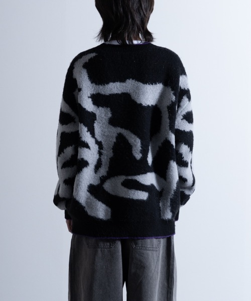 NYLAUS(ナイラス)の「Mohair Like Whole Pattern Loose Knit Sweater / モヘアライク 総柄 ルーズ ニットセーター(ニット/セーター・メンズ・ブラック系/グレー系/パープル系・M/L)」の9枚目の写真