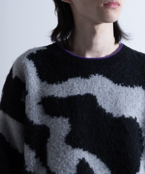 NYLAUS(ナイラス)の「Mohair Like Whole Pattern Loose Knit Sweater / モヘアライク 総柄 ルーズ ニットセーター(ニット/セーター・メンズ・ブラック系/グレー系/パープル系・M/L)」の5枚目の写真