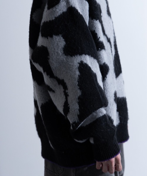 NYLAUS(ナイラス)の「Mohair Like Whole Pattern Loose Knit Sweater / モヘアライク 総柄 ルーズ ニットセーター(ニット/セーター・メンズ・ブラック系/グレー系/パープル系・M/L)」の15枚目の写真