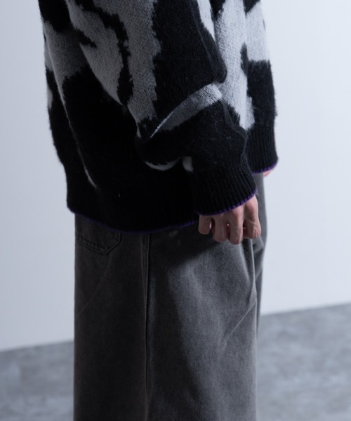 NYLAUS(ナイラス)の「Mohair Like Whole Pattern Loose Knit Sweater / モヘアライク 総柄 ルーズ ニットセーター(ニット/セーター・メンズ・ブラック系/グレー系/パープル系・M/L)」の14枚目の写真