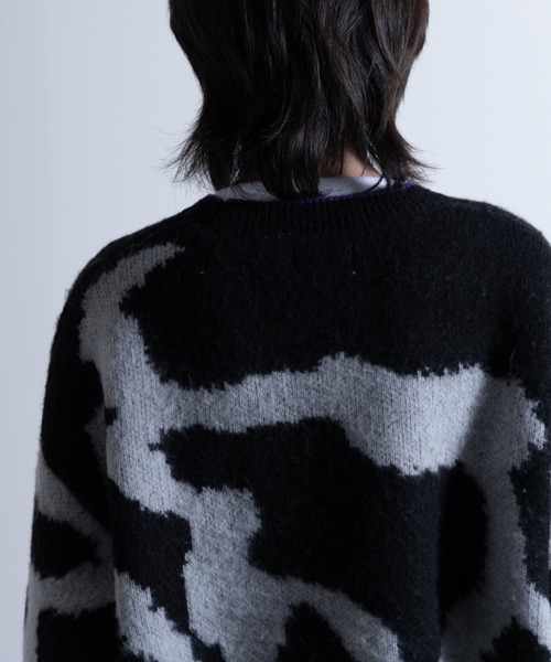 NYLAUS(ナイラス)の「Mohair Like Whole Pattern Loose Knit Sweater / モヘアライク 総柄 ルーズ ニットセーター(ニット/セーター・メンズ・ブラック系/グレー系/パープル系・M/L)」の10枚目の写真