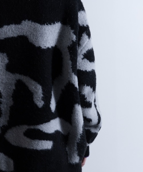 NYLAUS(ナイラス)の「Mohair Like Whole Pattern Loose Knit Sweater / モヘアライク 総柄 ルーズ ニットセーター(ニット/セーター・メンズ・ブラック系/グレー系/パープル系・M/L)」の6枚目の写真