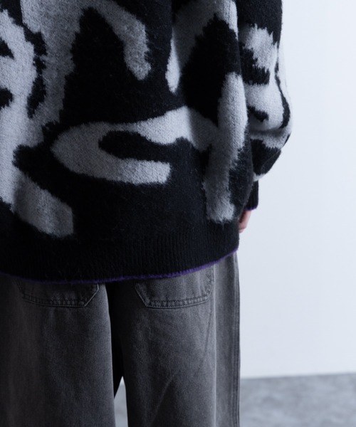NYLAUS(ナイラス)の「Mohair Like Whole Pattern Loose Knit Sweater / モヘアライク 総柄 ルーズ ニットセーター(ニット/セーター・メンズ・ブラック系/グレー系/パープル系・M/L)」の17枚目の写真