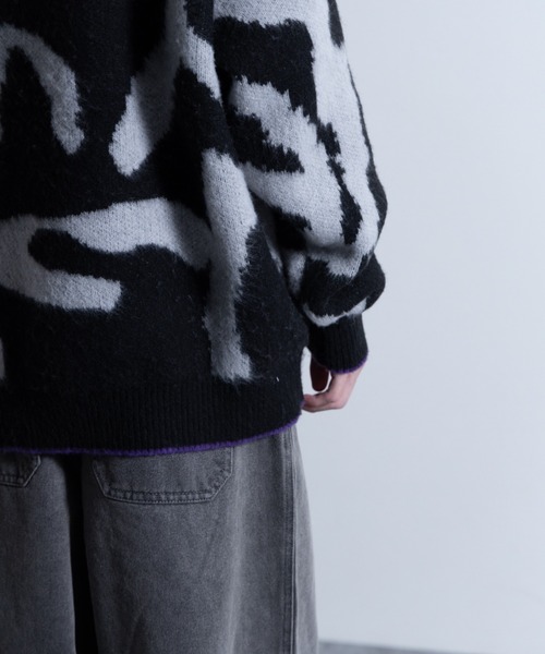 NYLAUS(ナイラス)の「Mohair Like Whole Pattern Loose Knit Sweater / モヘアライク 総柄 ルーズ ニットセーター(ニット/セーター・メンズ・ブラック系/グレー系/パープル系・M/L)」の12枚目の写真