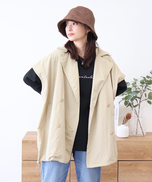 Social GIRL（ソーシャルガール）の「2wayダブルテーラーコート（テーラードジャケット・レディース・ブラック/オフホワイト/グリーン/ベージュ・M/L）」の5枚目の写真