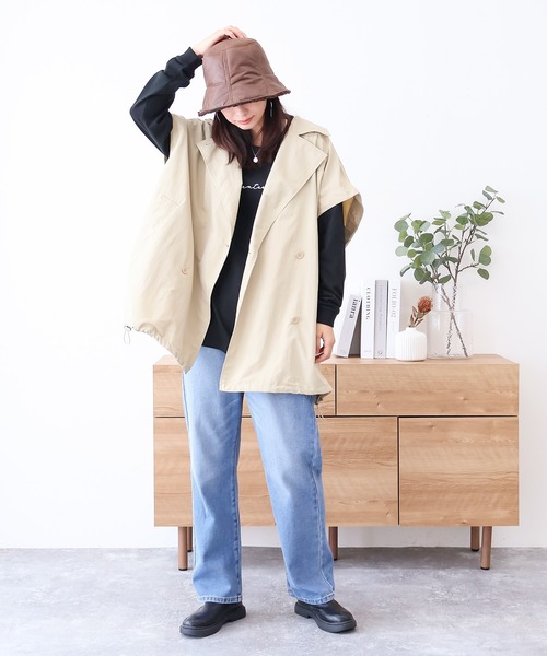 Social GIRL（ソーシャルガール）の「2wayダブルテーラーコート（テーラードジャケット・レディース・ブラック/オフホワイト/グリーン/ベージュ・M/L）」の7枚目の写真