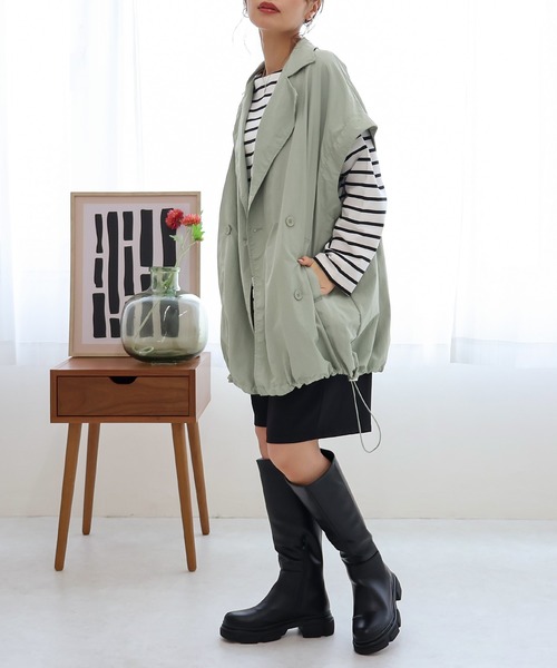 Social GIRL（ソーシャルガール）の「2wayダブルテーラーコート（テーラードジャケット・レディース・ブラック/オフホワイト/グリーン/ベージュ・M/L）」の15枚目の写真