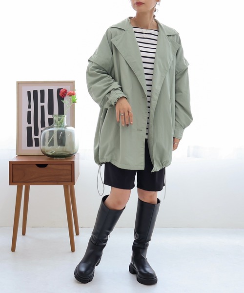 Social GIRL（ソーシャルガール）の「2wayダブルテーラーコート（テーラードジャケット・レディース・ブラック/オフホワイト/グリーン/ベージュ・M/L）」の17枚目の写真