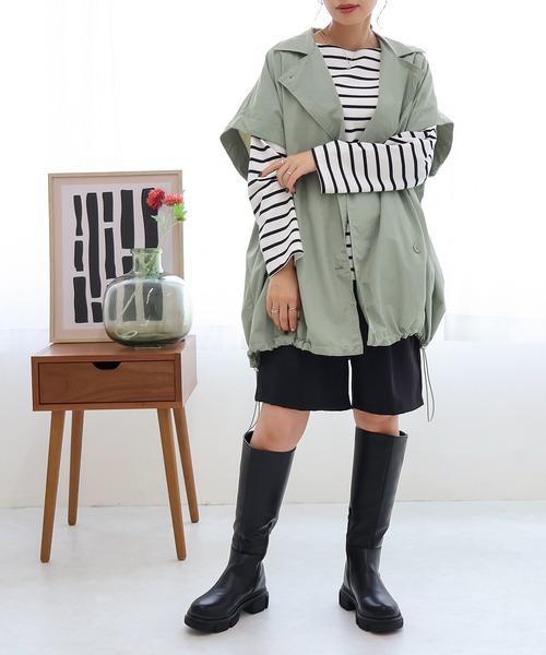 Social GIRL（ソーシャルガール）の「2wayダブルテーラーコート（テーラードジャケット・レディース・ブラック/オフホワイト/グリーン/ベージュ・M/L）」の18枚目の写真