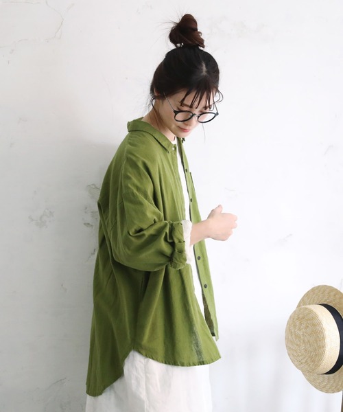 soulberry(ソウルベリー)の「抹茶ラテみたいに羽織れるシャツ(シャツ/ブラウス・レディース・グリーン・L/4L/3L/LL/M)」の13枚目の写真