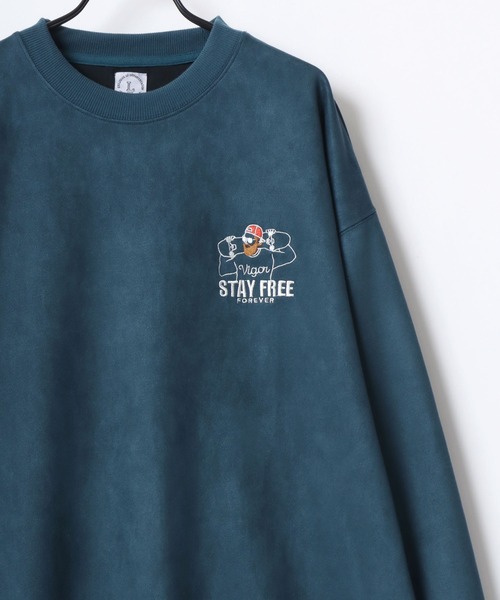 セール】Oversize Faux Suede Beard Man Embroidery Sweat