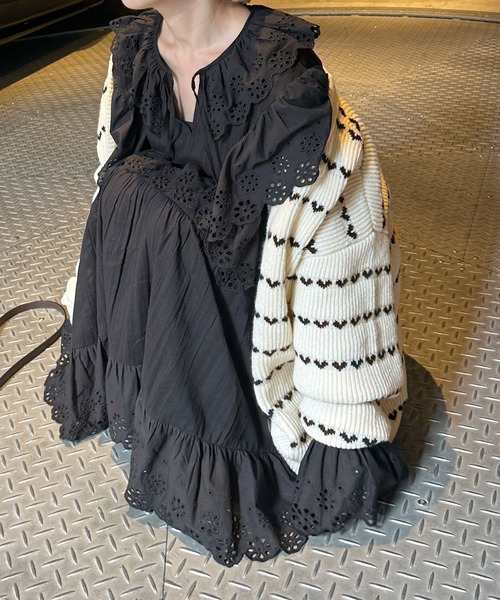 Alley by w closet(アリーバイダブルクローゼット)の「【Alley / 前後2WAY / WEB限定カラー】ハートボーダーニットカーディガン(カーディガン/ボレロ・レディース・グリーン/ブラック×ホワイト/ホワイト×ブラック/サックスブルー/ピンク/ホワイト系その他・FREE)」の11枚目の写真