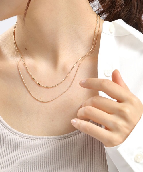 GLOBAL WORK Smile Seed Store（グローバルワーク スマイルシードストア）の「2WAYチェーンネックレス/188572（ネックレス・レディース・ホワイト系その他3/ホワイト/ホワイト系その他2・FREE）」の3枚目の写真