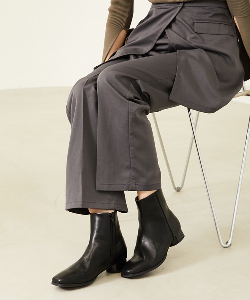 WA ORiental TRaffic(ダブルエーオリエンタルトラフィック)の「スクエアトゥラウンドヒールブーツ 32409(ブーツ・レディース・ブラック/ベージュ/グリーン・SS/S/M/L/LL/3L)」の12枚目の写真