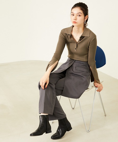 WA ORiental TRaffic(ダブルエーオリエンタルトラフィック)の「スクエアトゥラウンドヒールブーツ 32409(ブーツ・レディース・ブラック/ベージュ/グリーン・SS/S/M/L/LL/3L)」の15枚目の写真