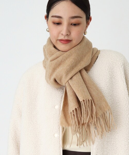 THE SHOP TK (ザ ショップ ティーケー )の「◆【チエック&無地/5色展開】ファインウールマフラー/手洗い可(ストール/ショール・レディース・ライトグレー系1/ブラック/ライトベージュ/ベージュ系1/キャメル・00)」の6枚目の写真