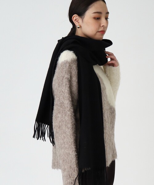 THE SHOP TK (ザ ショップ ティーケー )の「◆【チエック&無地/5色展開】ファインウールマフラー/手洗い可(ストール/ショール・レディース・ライトグレー系1/ブラック/ライトベージュ/ベージュ系1/キャメル・00)」の15枚目の写真