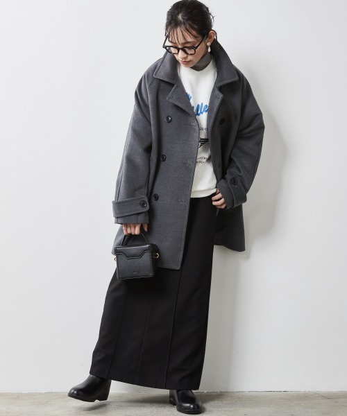 CHIC STYLE（シックスタイル）の「 フラノストレートラインマキシスカート ＜大きいサイズ有＞シックスタイル（スカート・レディース・アイボリー/ブラック・M/L/LL/3L/4L/5L）」の4枚目の写真