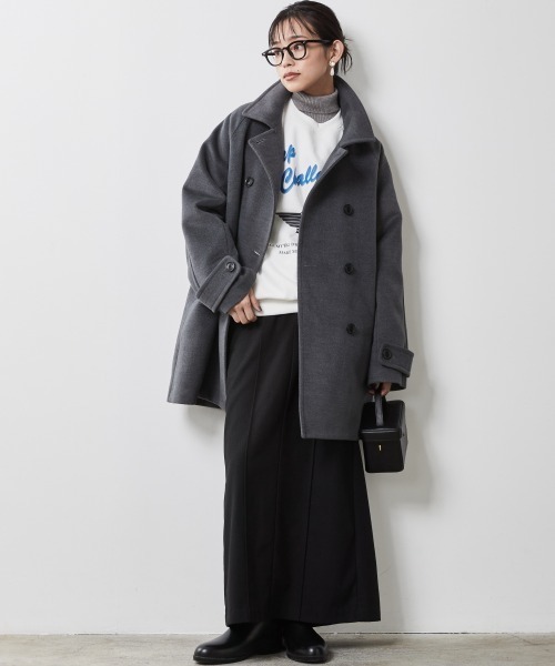 CHIC STYLE（シックスタイル）の「 フラノストレートラインマキシスカート ＜大きいサイズ有＞シックスタイル（スカート・レディース・アイボリー/ブラック・M/L/LL/3L/4L/5L）」の5枚目の写真