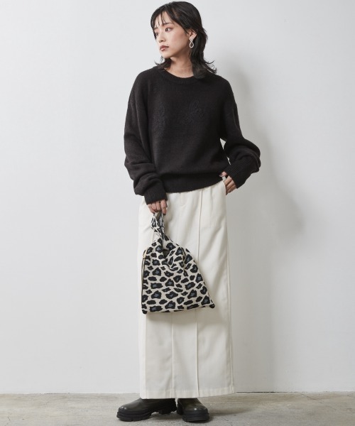 CHIC STYLE（シックスタイル）の「 フラノストレートラインマキシスカート ＜大きいサイズ有＞シックスタイル（スカート・レディース・アイボリー/ブラック・M/L/LL/3L/4L/5L）」の6枚目の写真