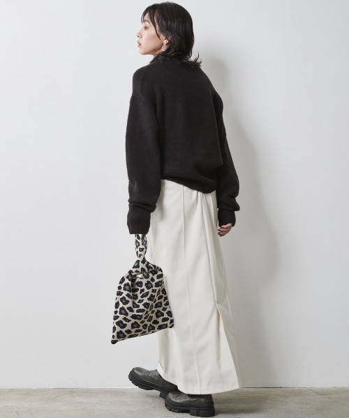 CHIC STYLE（シックスタイル）の「 フラノストレートラインマキシスカート ＜大きいサイズ有＞シックスタイル（スカート・レディース・アイボリー/ブラック・M/L/LL/3L/4L/5L）」の7枚目の写真