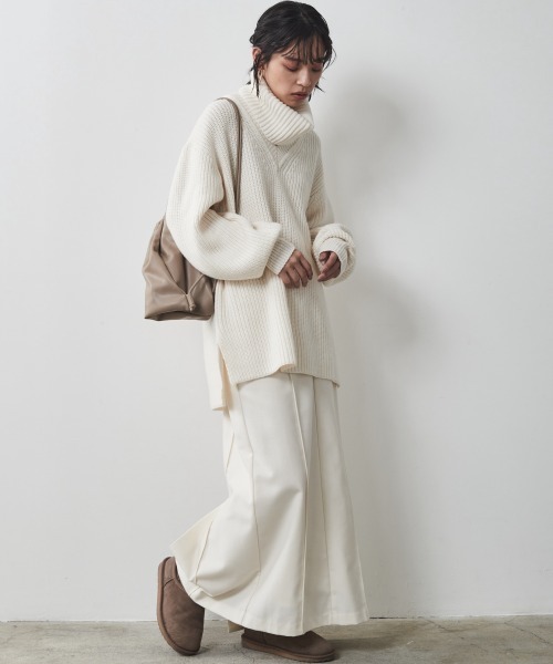 CHIC STYLE（シックスタイル）の「 フラノストレートラインマキシスカート ＜大きいサイズ有＞シックスタイル（スカート・レディース・アイボリー/ブラック・M/L/LL/3L/4L/5L）」の14枚目の写真