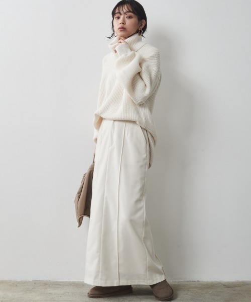 CHIC STYLE（シックスタイル）の「 フラノストレートラインマキシスカート ＜大きいサイズ有＞シックスタイル（スカート・レディース・アイボリー/ブラック・M/L/LL/3L/4L/5L）」の18枚目の写真