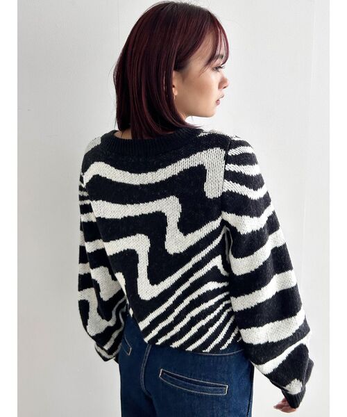 EMODA(エモダ)の「ツートーンゼブラカーディガン(カーディガン/ボレロ・レディース・ブラック/ミント/ブラウン・FREE)」の6枚目の写真