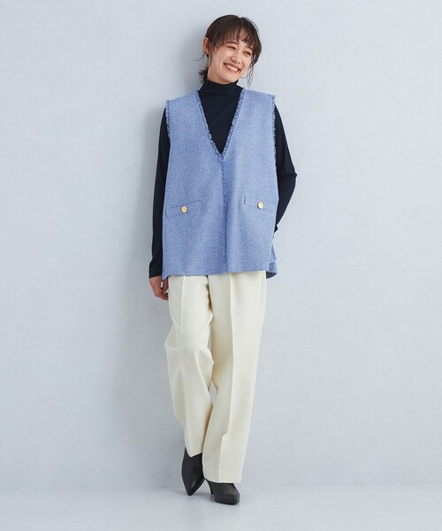 【美品】グリーンレーベルリラクシング フリンジツイードベスト クリーニング済 green label relaxing（グリーンレーベルリラクシング）の「フリンジ