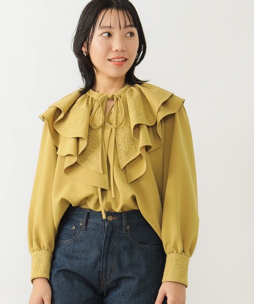 B:MING by BEAMS(ビーミングバイビームス)の「B:MING by BEAMS / 2WAY カラー 刺繍 ブラウス(シャツ/ブラウス・レディース・イエロー系その他5/ブラック・SMALL/MEDIUM)」の1枚目の写真