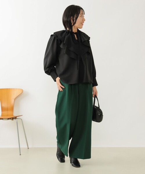 B:MING by BEAMS(ビーミングバイビームス)の「B:MING by BEAMS / 2WAY カラー 刺繍 ブラウス(シャツ/ブラウス・レディース・イエロー系その他5/ブラック・SMALL/MEDIUM)」の4枚目の写真