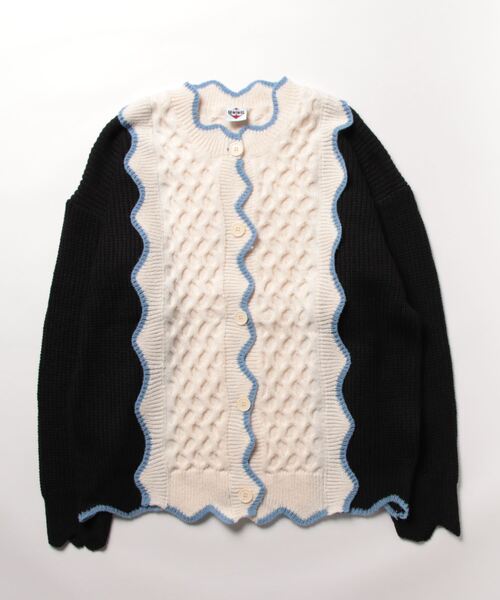 HOOK（フック）の「ビスケット風配色切り替えニットカーディガン (AW)（カーディガン/ボレロ・メンズ・ブラック/ピンク・L/M/XL）」の12枚目の写真